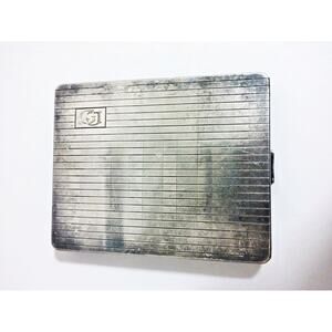 Vintage 835 Solid Silver Cigarette Case - Art Deco - Monogrammed CJ